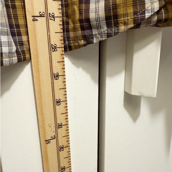 IZOD Brown Yellow Plaid Button Down Long Sleeve Casual Shirt Men’s XL Regular - Picture 9 of 9